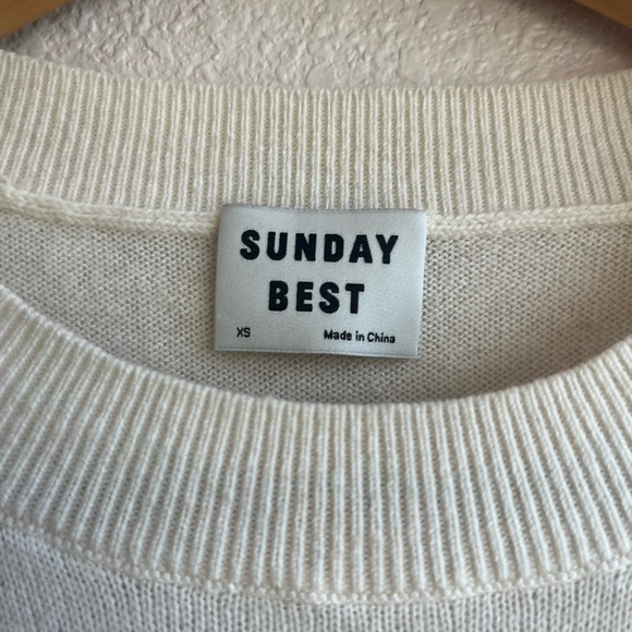 Artizia Sunday Best Crewneck Cream Merino Wool Blend Knit Sweater XS - Picture 3 of 8